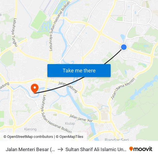 Jalan Menteri Besar (Audit) to Sultan Sharif Ali Islamic University map