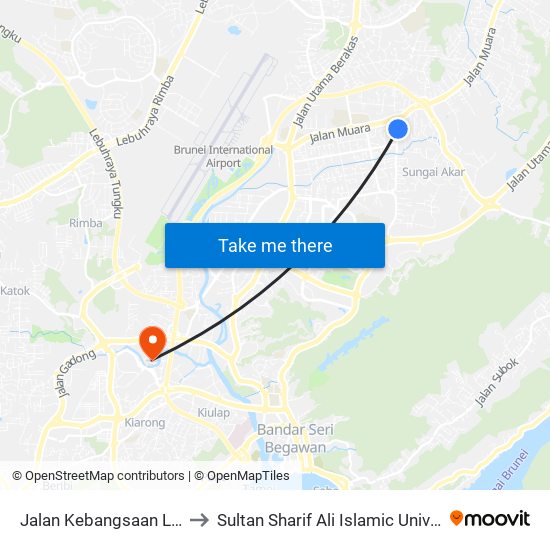 Jalan Kebangsaan Lama to Sultan Sharif Ali Islamic University map