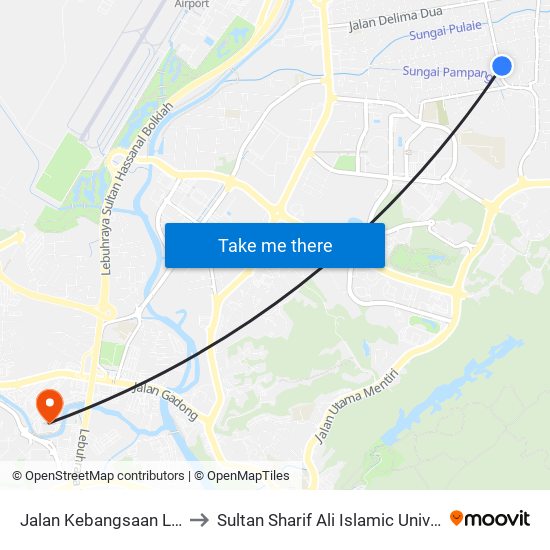 Jalan Kebangsaan Lama to Sultan Sharif Ali Islamic University map