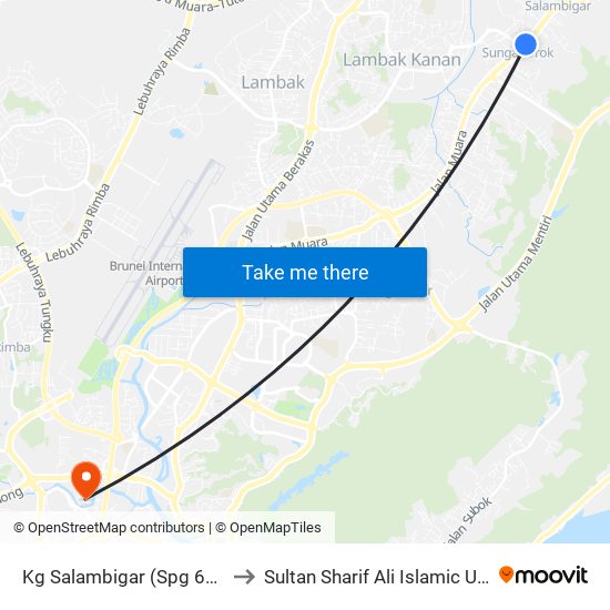 Kg Salambigar (Spg 652/658) to Sultan Sharif Ali Islamic University map