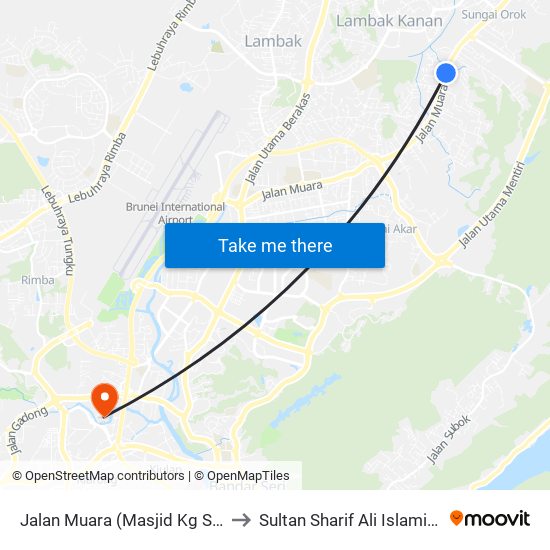 Jalan Muara (Masjid Kg Sg Hanching) to Sultan Sharif Ali Islamic University map