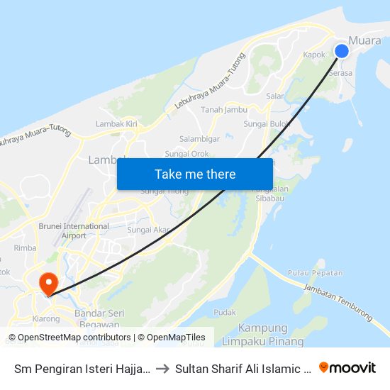 Sm Pengiran Isteri Hajjah Mariam to Sultan Sharif Ali Islamic University map