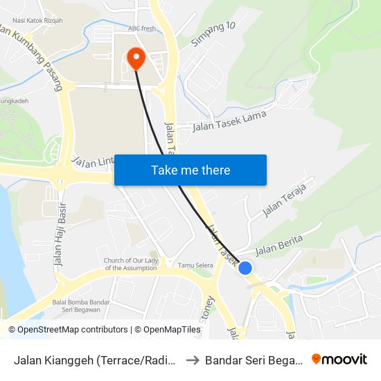 Jalan Kianggeh (Terrace/Radisson) to Bandar Seri Begawan map