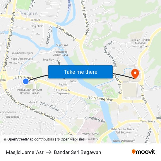 Masjid Jame 'Asr to Bandar Seri Begawan map