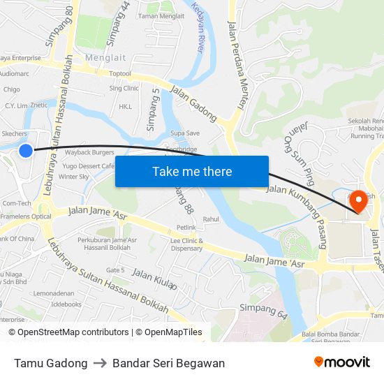 Tamu Gadong to Bandar Seri Begawan map