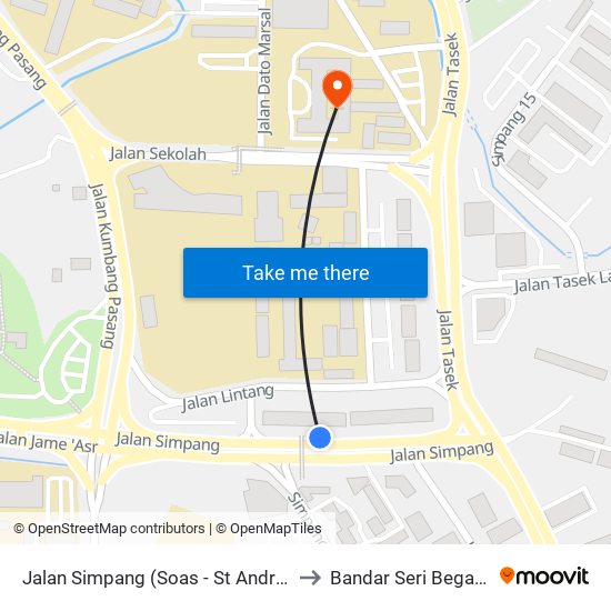 Jalan Simpang (Soas - St Andrew'S) to Bandar Seri Begawan map