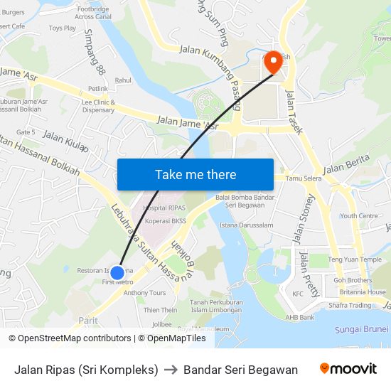 Jalan Ripas (Sri Kompleks) to Bandar Seri Begawan map