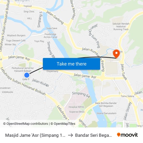Masjid Jame 'Asr (Simpang 127) to Bandar Seri Begawan map
