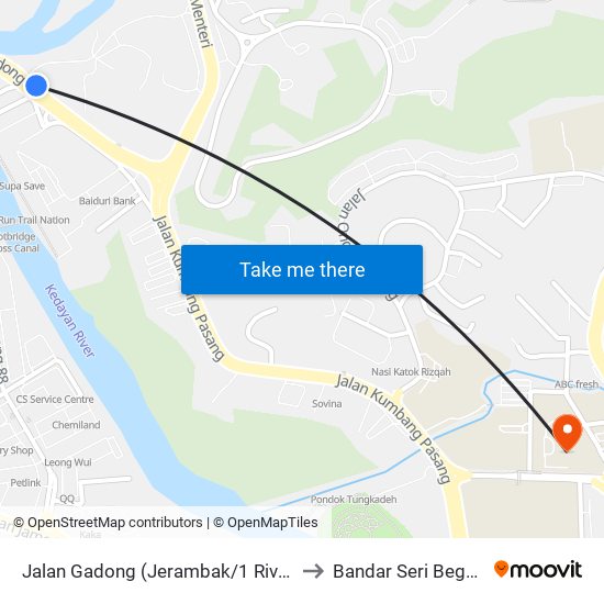 Jalan Gadong (Jerambak/1 Riverside) to Bandar Seri Begawan map