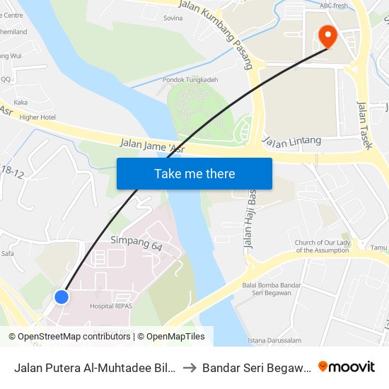 Jalan Putera Al-Muhtadee Billah to Bandar Seri Begawan map