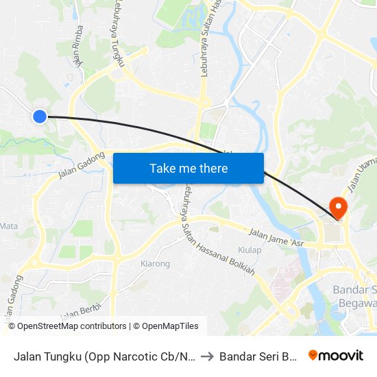 Jalan Tungku (Opp Narcotic Cb/New Polis Hq) to Bandar Seri Begawan map