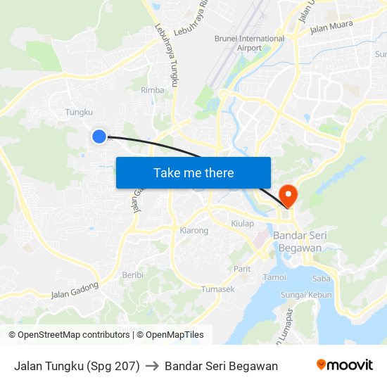 Jalan Tungku (Spg 207) to Bandar Seri Begawan map