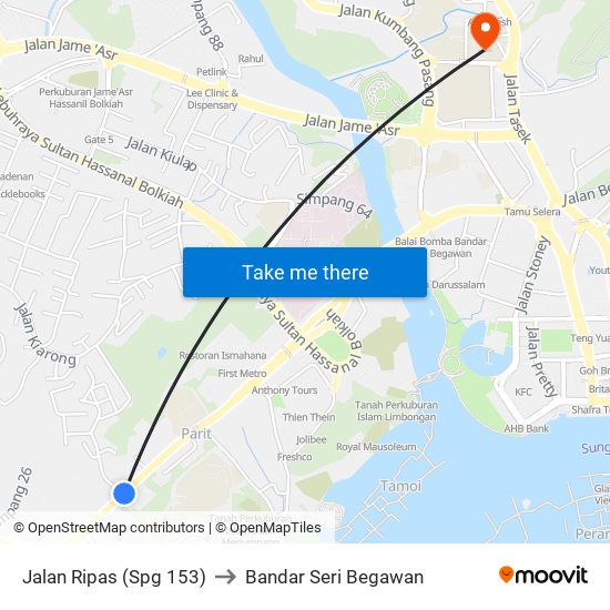 Jalan Ripas (Spg 153) to Bandar Seri Begawan map
