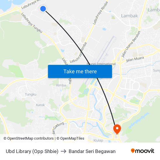 Ubd Library (Opp Shbie) to Bandar Seri Begawan map