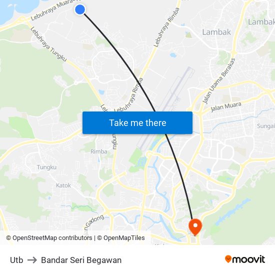 Utb to Bandar Seri Begawan map