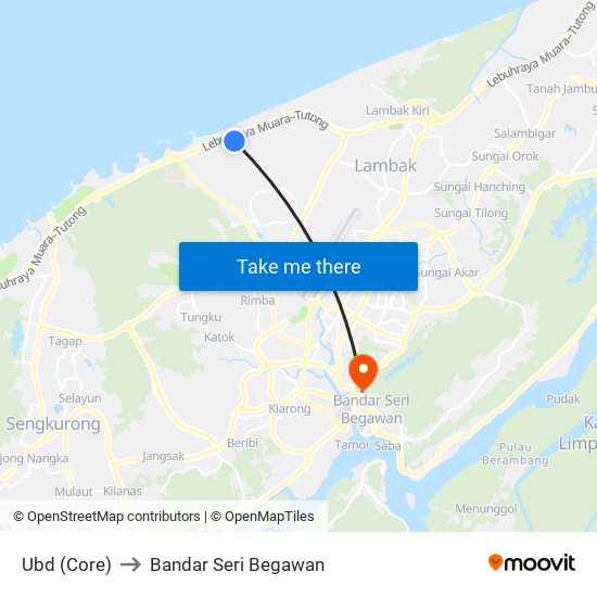 Ubd (Core) to Bandar Seri Begawan map