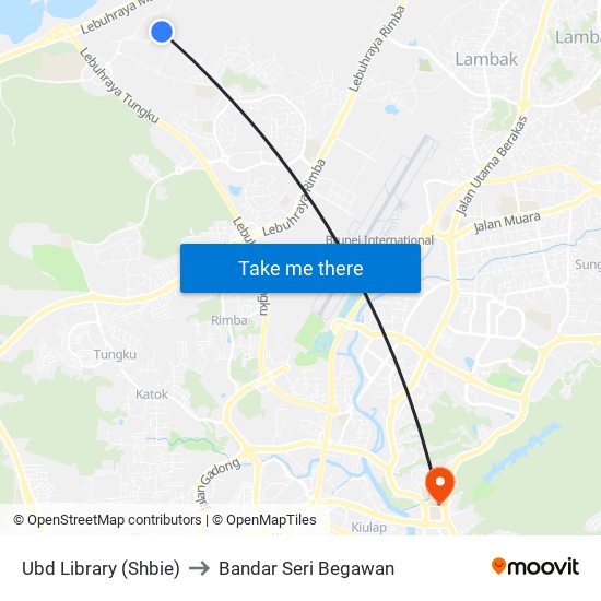 Ubd Library (Shbie) to Bandar Seri Begawan map