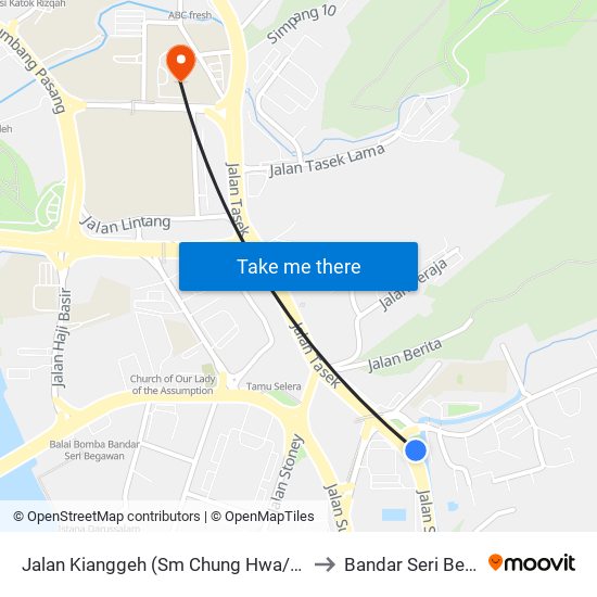 Jalan Kianggeh (Sm Chung Hwa/Pusat Belia) to Bandar Seri Begawan map