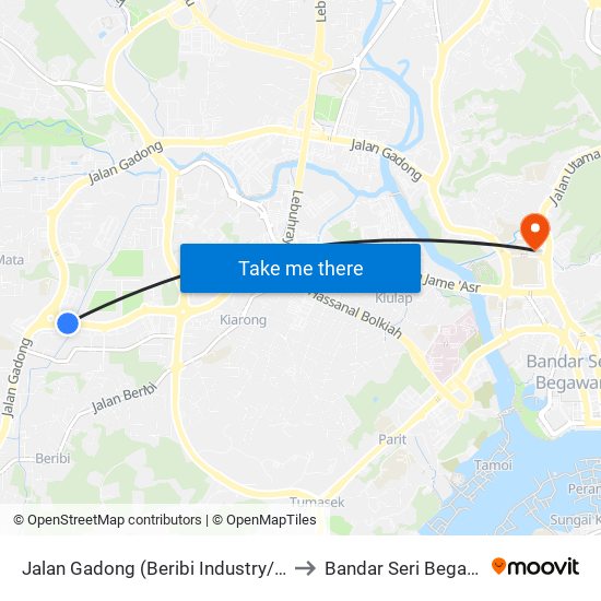 Jalan Gadong (Beribi Industry/Bina) to Bandar Seri Begawan map