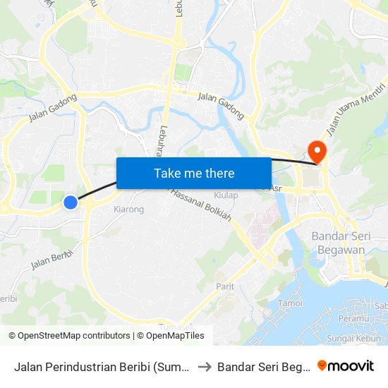 Jalan Perindustrian Beribi (Sumbangsih) to Bandar Seri Begawan map
