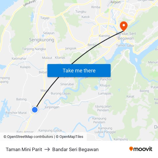 Taman Mini Parit to Bandar Seri Begawan map