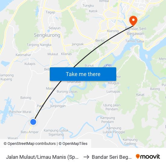 Jalan Mulaut/Limau Manis (Spg 1159) to Bandar Seri Begawan map