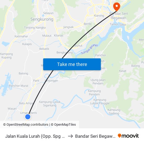 Jalan Kuala Lurah (Opp. Spg 60) to Bandar Seri Begawan map