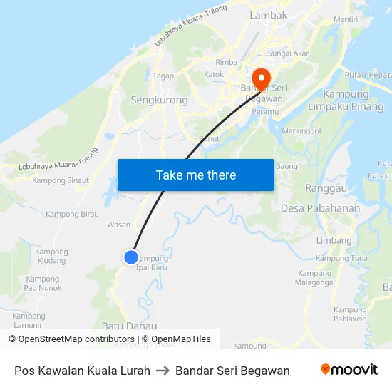 Pos Kawalan Kuala Lurah to Bandar Seri Begawan map