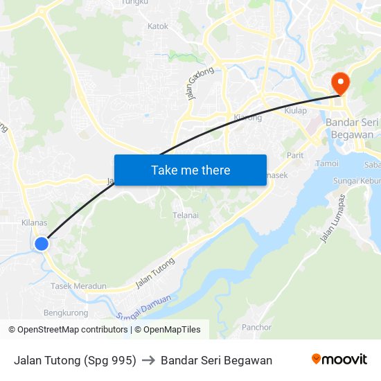 Jalan Tutong (Spg 995) to Bandar Seri Begawan map