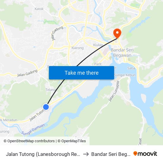 Jalan Tutong (Lanesborough Residence) to Bandar Seri Begawan map