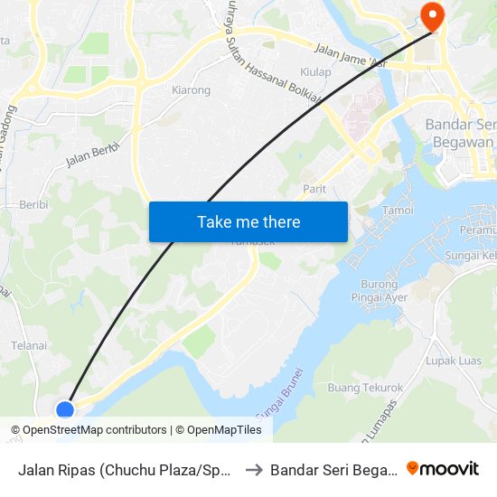 Jalan Ripas (Chuchu Plaza/Spg 462) to Bandar Seri Begawan map