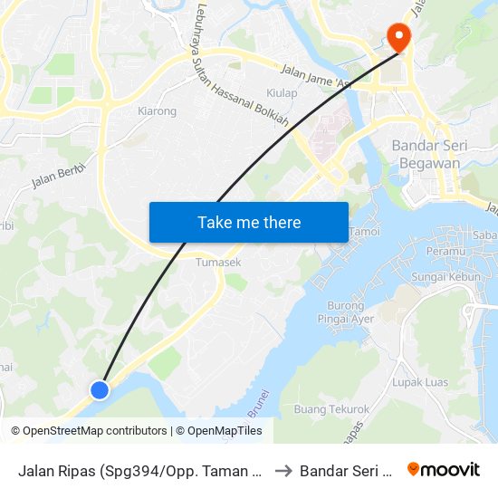 Jalan Ripas (Spg394/Opp. Taman Persiaran Damuan) to Bandar Seri Begawan map