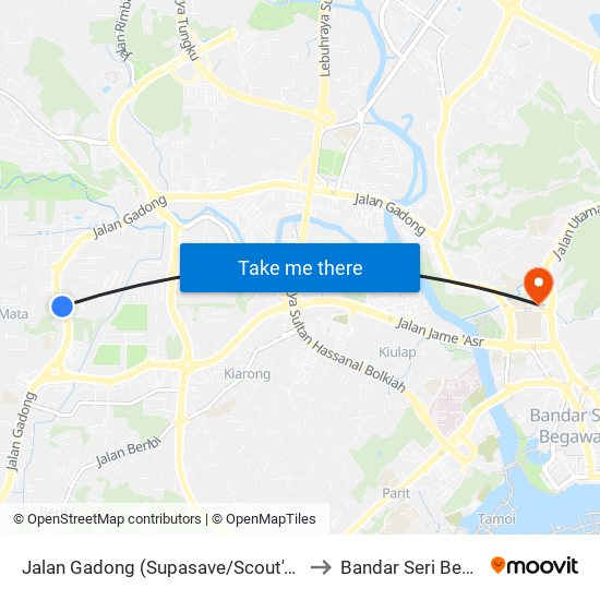 Jalan Gadong (Supasave/Scout's Building) to Bandar Seri Begawan map