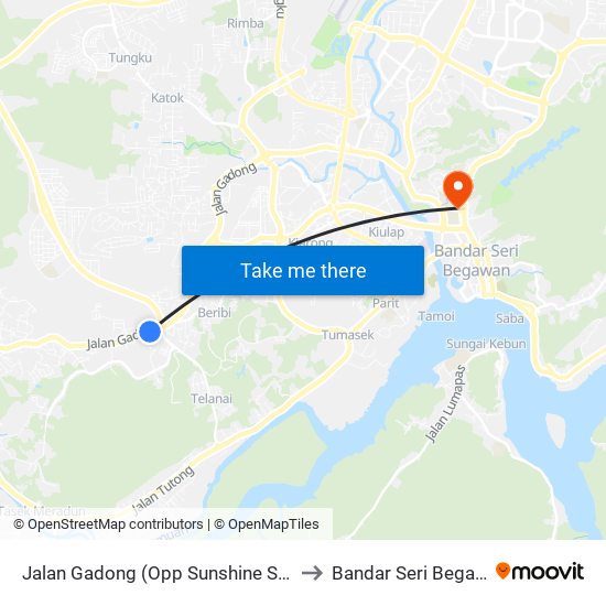 Jalan Gadong (Opp Sunshine School) to Bandar Seri Begawan map