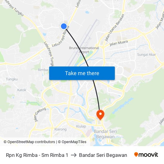 Rpn Kg Rimba - Sm Rimba 1 to Bandar Seri Begawan map