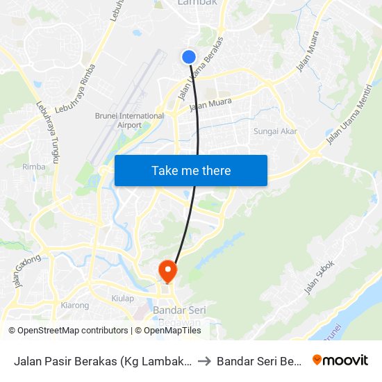 Jalan Pasir Berakas (Kg Lambak Spg 161) to Bandar Seri Begawan map