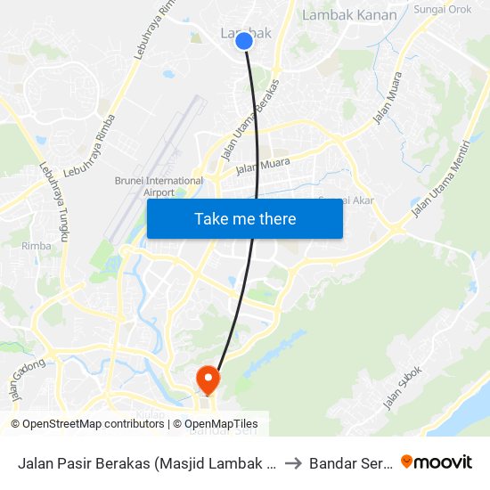 Jalan Pasir Berakas (Masjid Lambak / Opp Sr Dato Mahawangsa) to Bandar Seri Begawan map