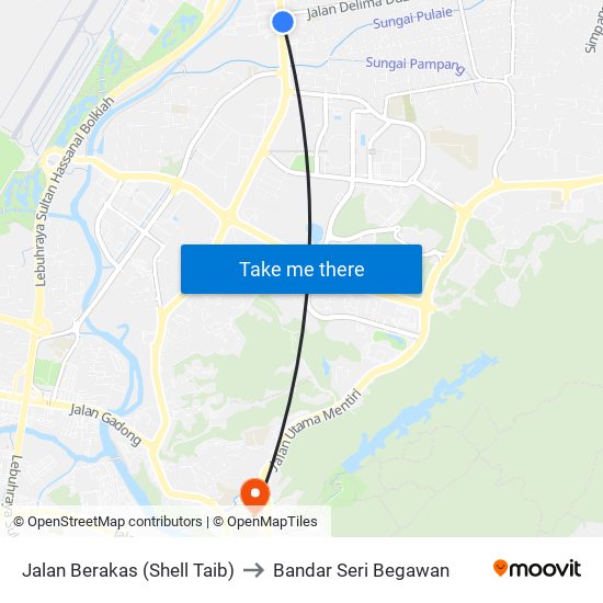 Jalan Berakas (Shell Taib) to Bandar Seri Begawan map