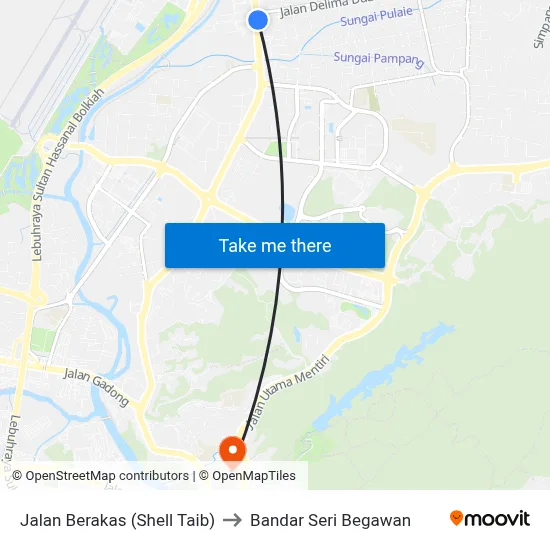 Jalan Berakas (Shell Taib) to Bandar Seri Begawan map