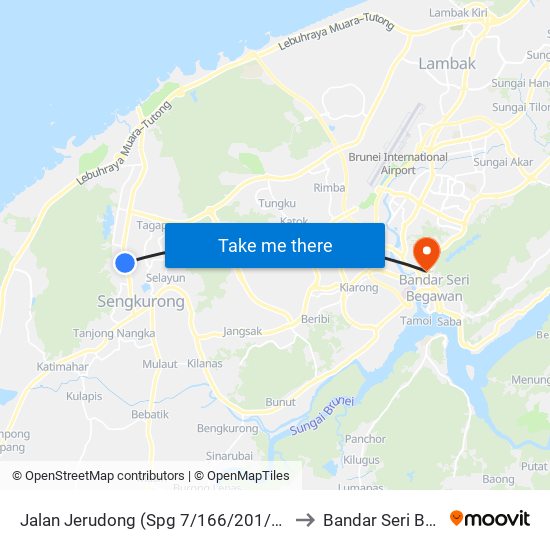 Jalan Jerudong (Spg 7/166/201/Sr Bakti Dewa) to Bandar Seri Begawan map