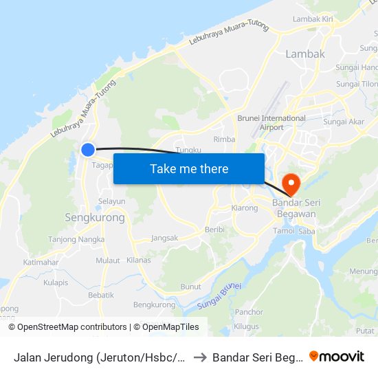 Jalan Jerudong (Jeruton/Hsbc/Spg 428) to Bandar Seri Begawan map