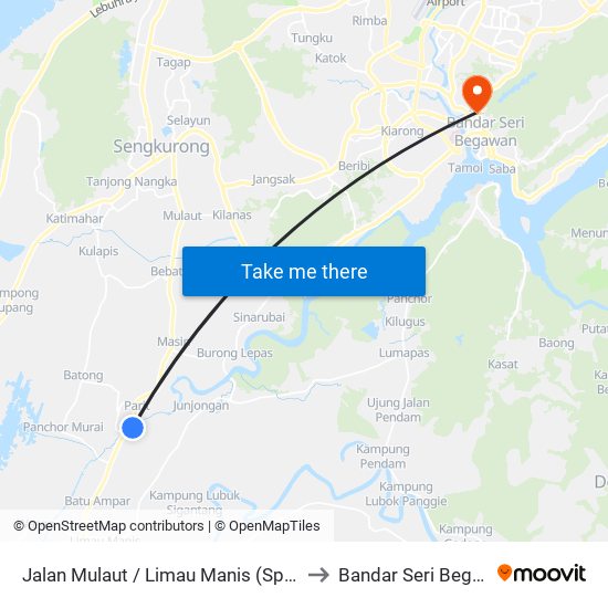 Jalan Mulaut / Limau Manis (Spg 1043) to Bandar Seri Begawan map