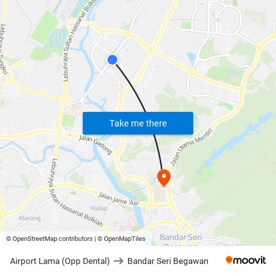 Airport Lama (Opp Dental) to Bandar Seri Begawan map