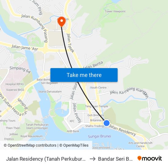 Jalan Residency (Tanah Perkuburan/Cemetery) to Bandar Seri Begawan map