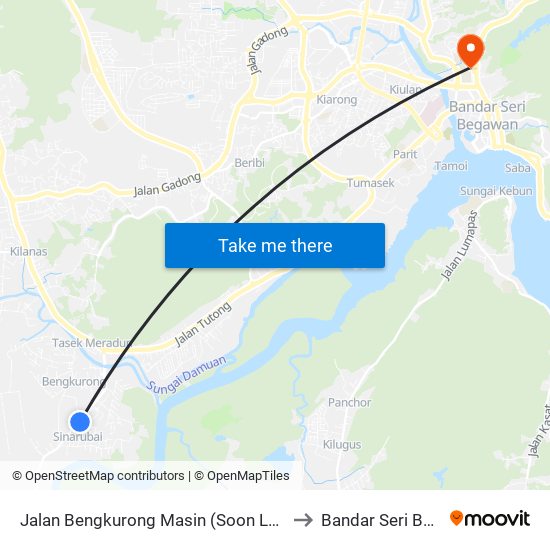 Jalan Bengkurong Masin (Soon Lee Megamart) to Bandar Seri Begawan map