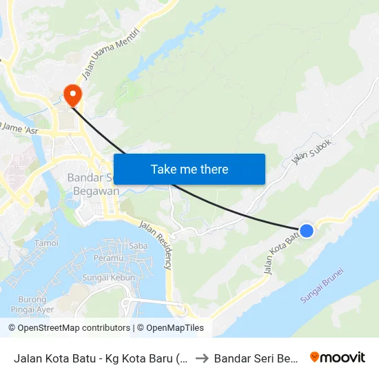 Jalan Kota Batu - Kg Kota Baru (Museum) to Bandar Seri Begawan map