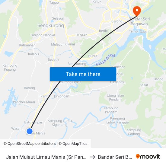 Jalan Mulaut Limau Manis (Sr Panglima Berudin) to Bandar Seri Begawan map