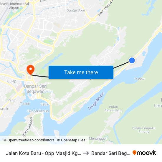 Jalan Kota Baru - Opp Masjid Kg Serdang to Bandar Seri Begawan map