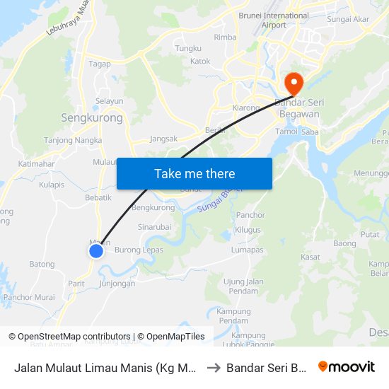 Jalan Mulaut Limau Manis (Kg Masin Spg 713) to Bandar Seri Begawan map