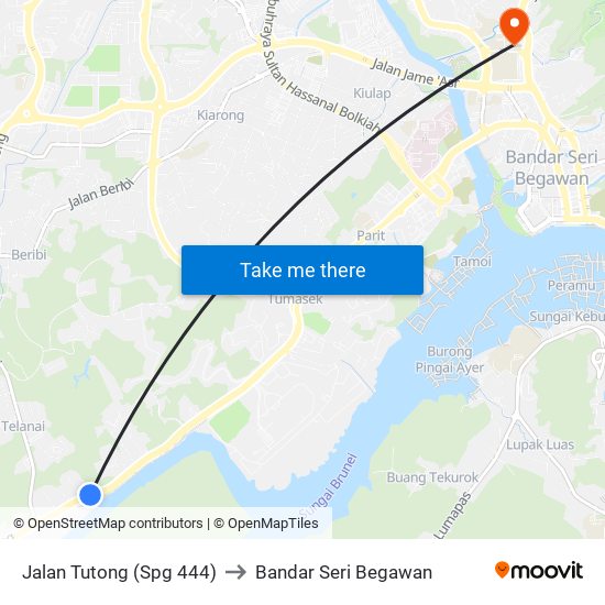 Jalan Tutong (Spg 444) to Bandar Seri Begawan map